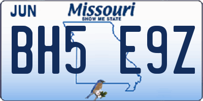 MO license plate BH5E9Z