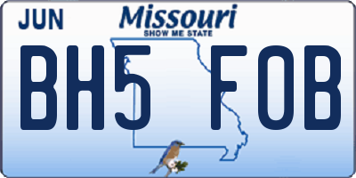 MO license plate BH5F0B