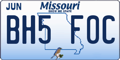 MO license plate BH5F0C