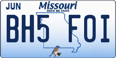 MO license plate BH5F0I