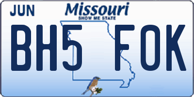 MO license plate BH5F0K