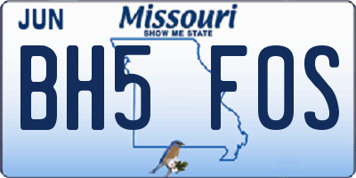 MO license plate BH5F0S