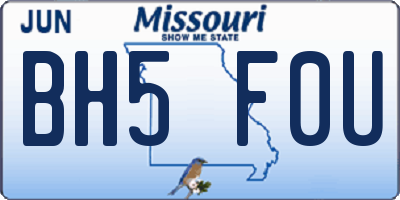 MO license plate BH5F0U