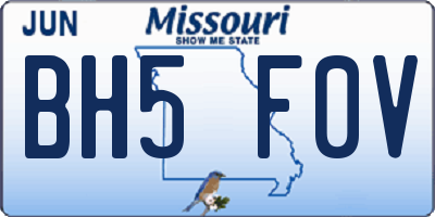 MO license plate BH5F0V