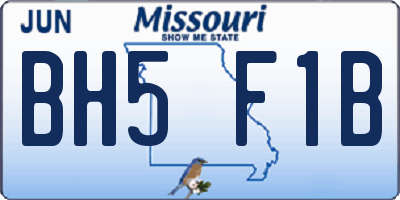 MO license plate BH5F1B