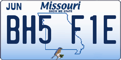 MO license plate BH5F1E
