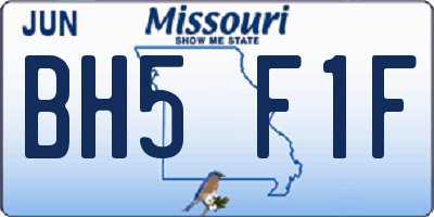 MO license plate BH5F1F