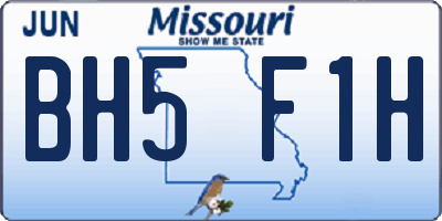 MO license plate BH5F1H