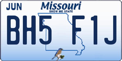 MO license plate BH5F1J