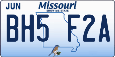 MO license plate BH5F2A