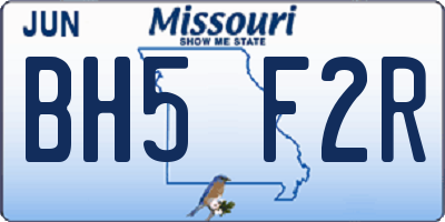 MO license plate BH5F2R