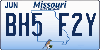 MO license plate BH5F2Y