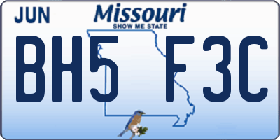 MO license plate BH5F3C