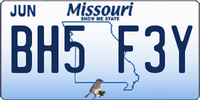 MO license plate BH5F3Y