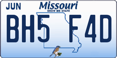 MO license plate BH5F4D