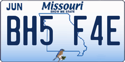 MO license plate BH5F4E