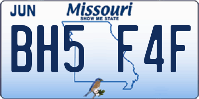 MO license plate BH5F4F