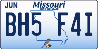 MO license plate BH5F4I