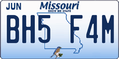MO license plate BH5F4M