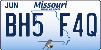 MO license plate BH5F4Q