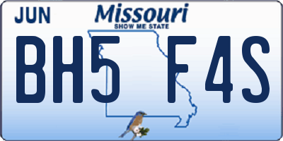 MO license plate BH5F4S
