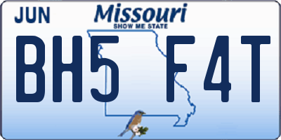 MO license plate BH5F4T