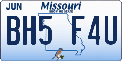 MO license plate BH5F4U