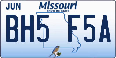 MO license plate BH5F5A