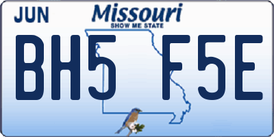 MO license plate BH5F5E