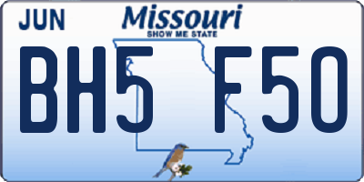 MO license plate BH5F5O
