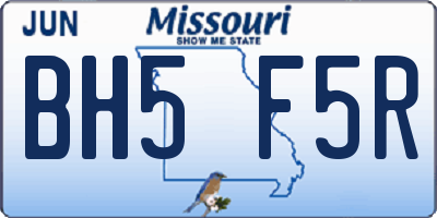 MO license plate BH5F5R