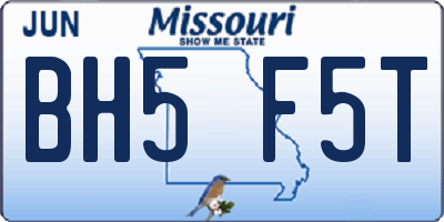 MO license plate BH5F5T