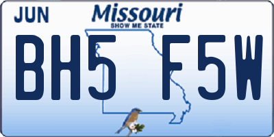 MO license plate BH5F5W