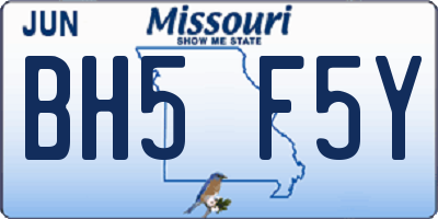 MO license plate BH5F5Y