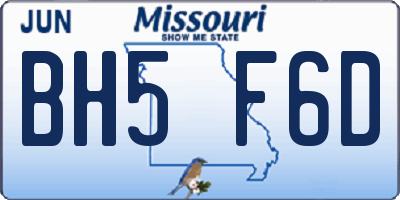MO license plate BH5F6D
