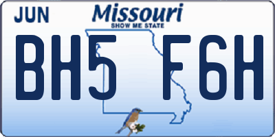 MO license plate BH5F6H