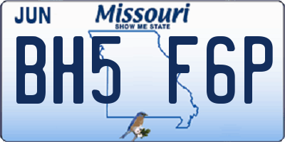 MO license plate BH5F6P