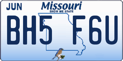 MO license plate BH5F6U
