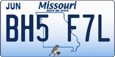 MO license plate BH5F7L
