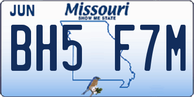 MO license plate BH5F7M