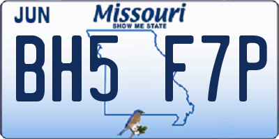 MO license plate BH5F7P