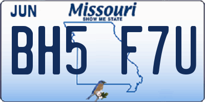 MO license plate BH5F7U