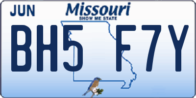 MO license plate BH5F7Y
