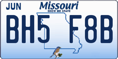 MO license plate BH5F8B