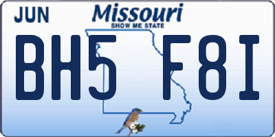 MO license plate BH5F8I