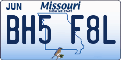 MO license plate BH5F8L