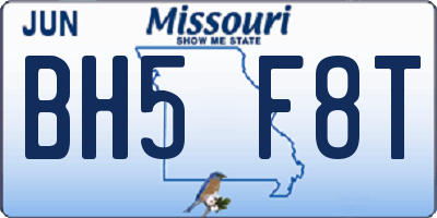 MO license plate BH5F8T