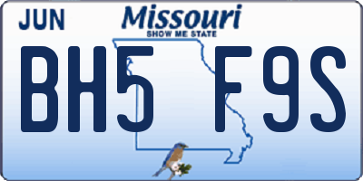MO license plate BH5F9S