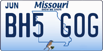 MO license plate BH5G0G