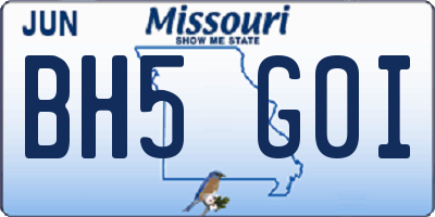 MO license plate BH5G0I